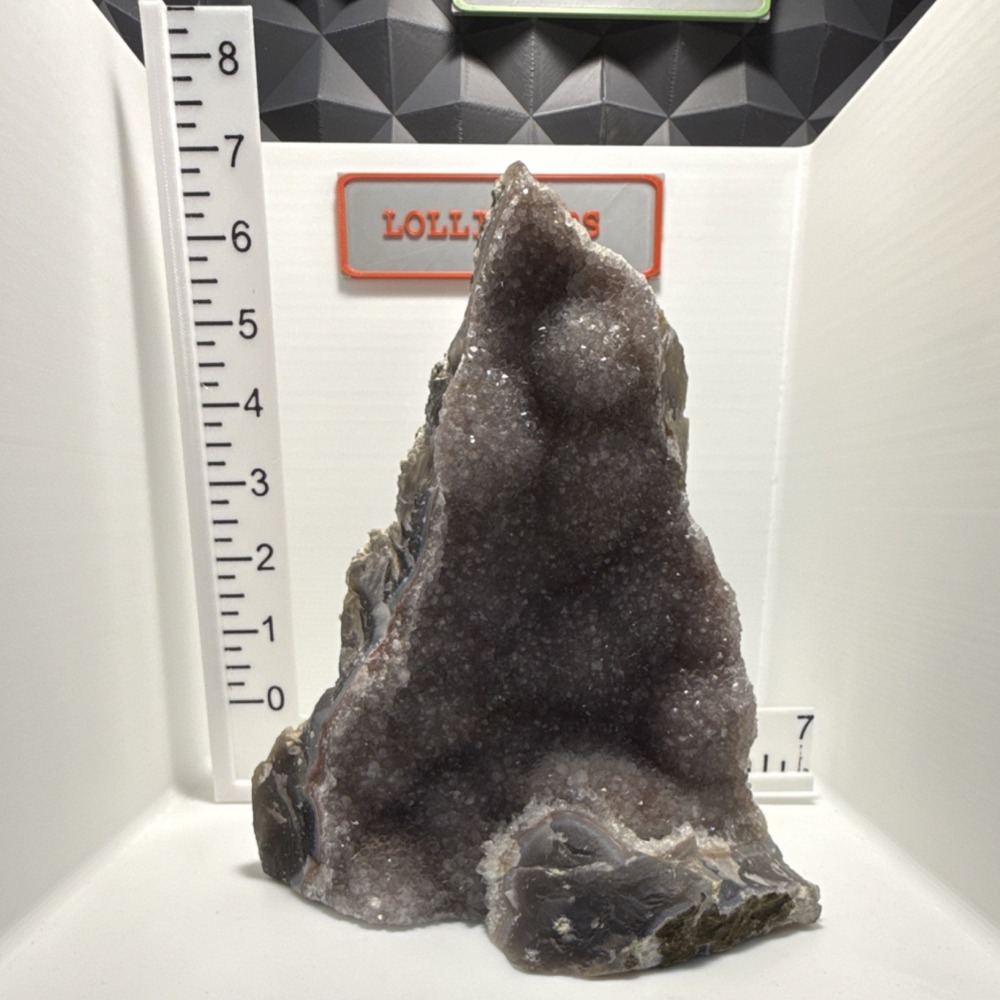 Sparkling Druzy Quartz Crystal Mineral Display Specimen Gray 6 3/4 Inches Tall